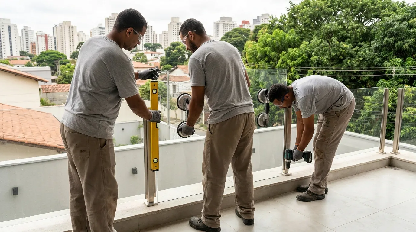 Guarda-Corpo de Vidro para Sacada em Uberlândia‑MG